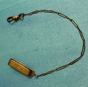 Antique 1900s Victorian gold filled paper clip chain belt slide watch fob rare